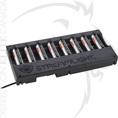 STREAMLIGHT 8-UNIT 18650 CHARGER W / BATTERIES - 120V / 100V AC