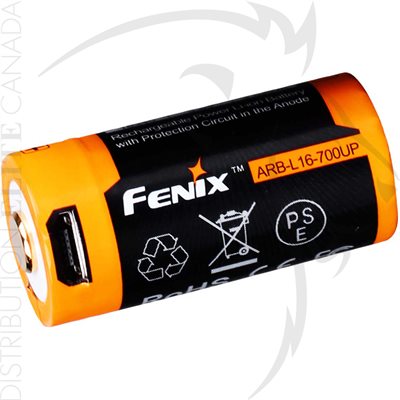 FENIX ARB-L16 700mAh 2.5A USB RECHARGE LI-ION 16340 BATTERY