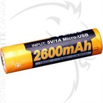 FENIX ARB-L18 2600mAh USB RECHARGEABLE LI-ION 18650 BATTERY