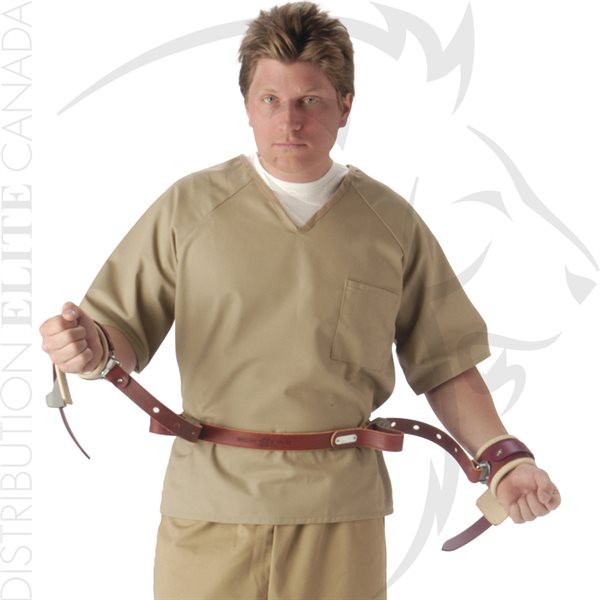 HUMANE RESTRAINT LEATHER WRIST TO WAIST RESTRAINT